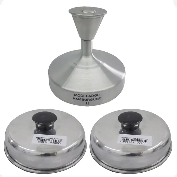 Kit Hamburguer Modelador 12 Cm+ 2 Abafadores 14x14 Alumínio Foto 1
