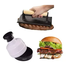 Kit Hambúrguer Molde E Prensa Para Carne Forma Chapa 2 Peças Foto mini 1