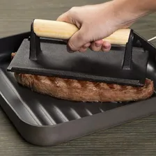 Kit Hambúrguer Molde E Prensa Para Carne Forma Chapa 2 Peças Foto mini 2