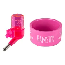 Kit Hamster - Bebedouro 30 + Comedouro 70 (rosa) Foto mini 1