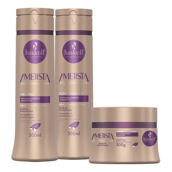 Kit Haskell Ametista Desamarelador Shampoo Cond E Máscara Foto 1