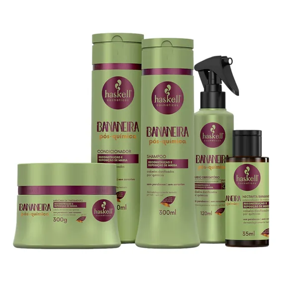 Kit Haskell Bananeira Sh Cond Máscara 300ml 5 Itens Completo Foto 1