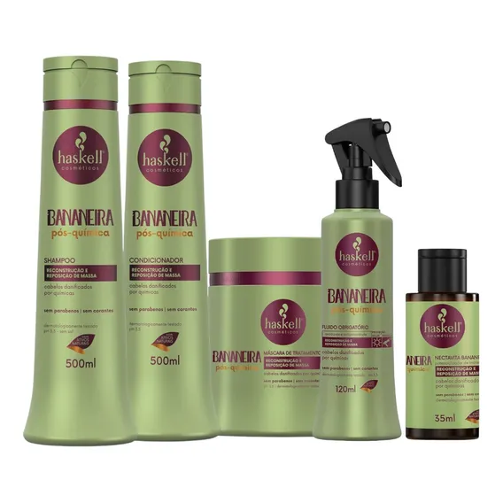 Kit Haskell Bananeira Sh Cond Máscara 500ml 5 Itens Completo Foto 1