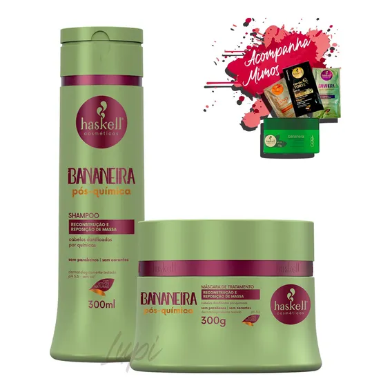 Kit Haskell Bananeira Shampoo 300ml Mascara 300g Foto 1