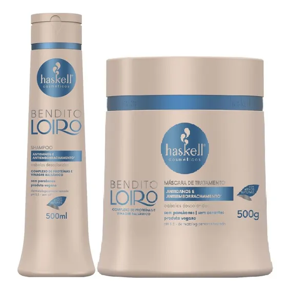 Kit Haskell Bendito Loiro Shampoo 500ml + 1 Mascara 500ml Foto 1
