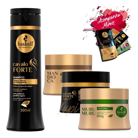 Kit Haskell Cavalo Forte Sh 300 + Cronograma Capilar Foto 1