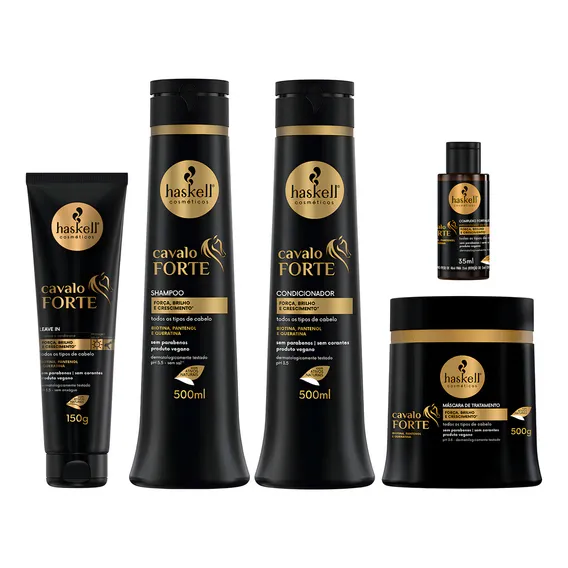 Kit Haskell Cavalo Forte Sh Cond Máscara 500g Leave Complexo Foto 1