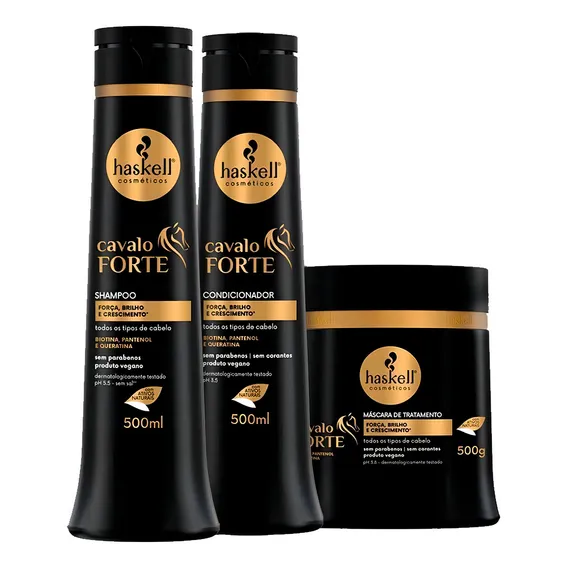 Kit Haskell Cavalo Forte Shampoo, Condicionador E Mascara Foto 1
