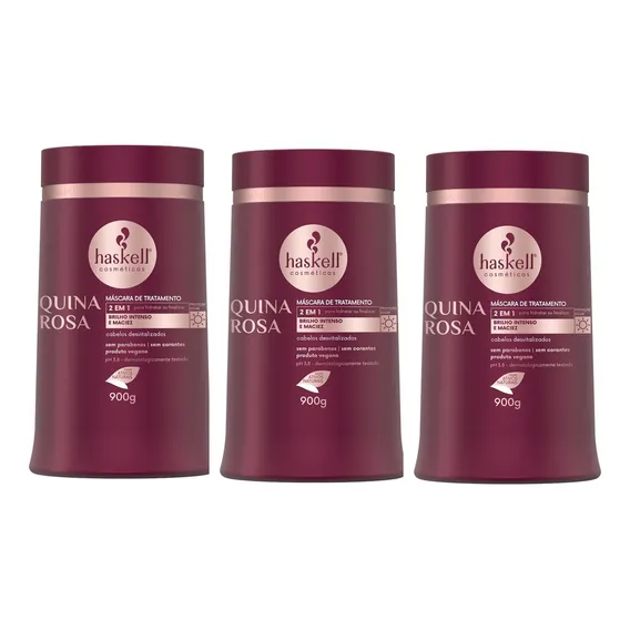 Kit Haskell Cosmét 3 Máscaras 1kg Quina Rosa 4 Em 1 Nutrição Foto 1