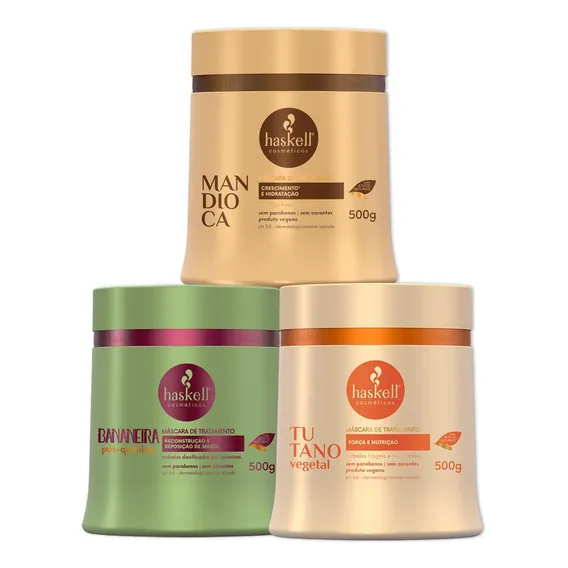 Kit Haskell Cronograma Bananeira Mandioca Tutano 500g Foto 1