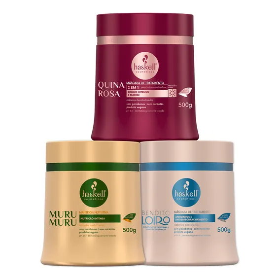 Kit Haskell Cronograma Bendito L. Murumuru Quina Rosa 500g Foto 1