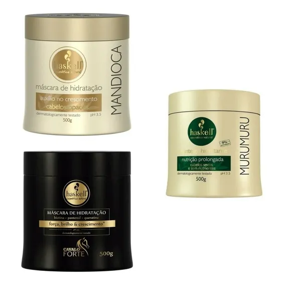 Kit Haskell Cronograma Capilar 500g Mandioca+murumuru+cavalo Foto 1