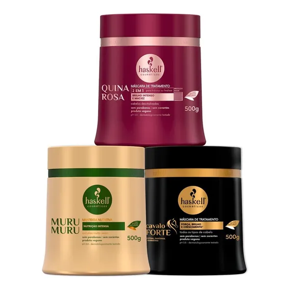 Kit Haskell Cronograma Cavalo Forte Murumuru Quina Rosa 500g Foto 1