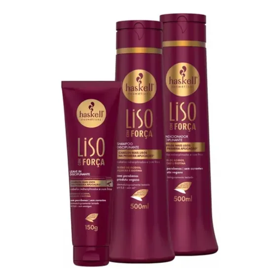 Kit Haskell Liso Com Força Sh Cond 500ml Finalizador 150ml Foto 1