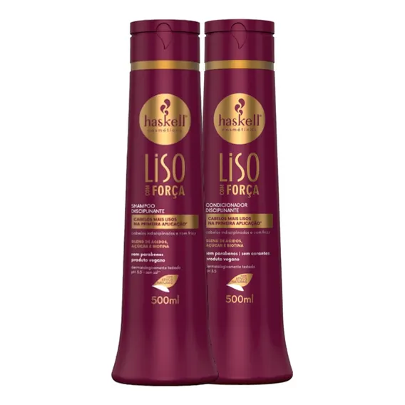 Kit Haskell Liso Com Força Shampoo 500ml + 1 Condic 500ml Foto 1