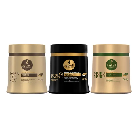 Kit Haskell Mascaras Cavalo Forte Mandioca Murumuru 500g Foto 1
