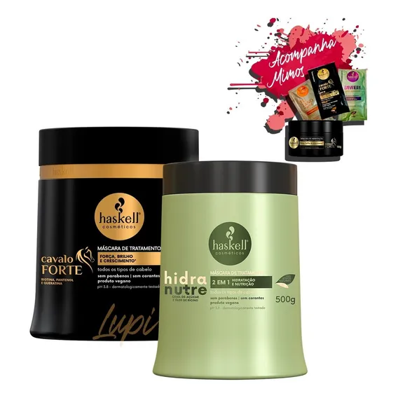 Kit Haskell Mascaras Hidranutre E Cavalo Forte 500g Foto 1