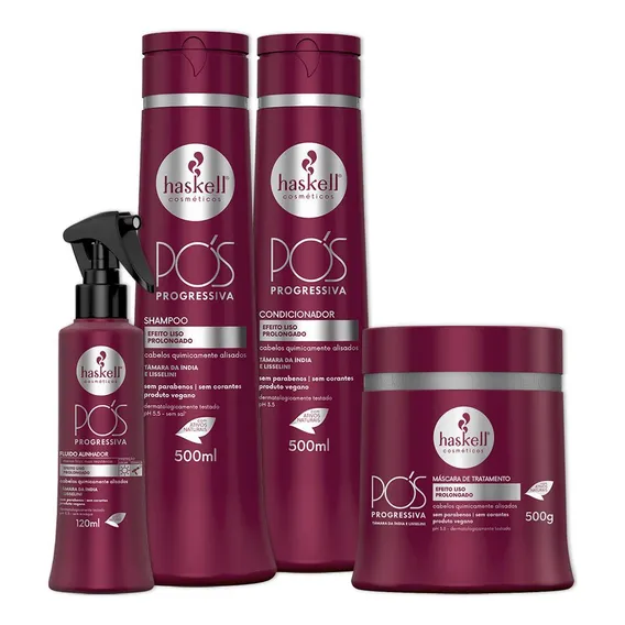 Kit Haskell Pós Progressiva Shampoo Cond Masc E Fluido 500ml Foto 1