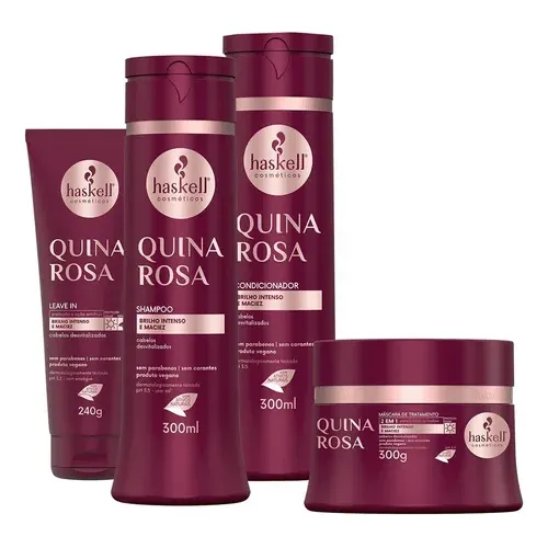 Kit Haskell Quina Rosa Sh Cond Máscara 250g + Leave-in 240g Foto 1