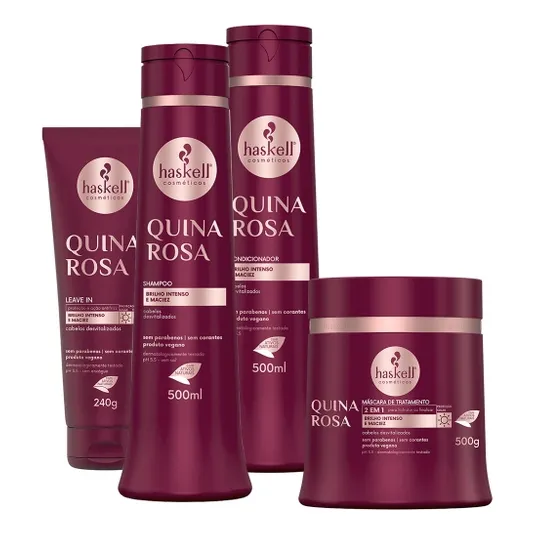 Kit Haskell Quina Rosa Sh Cond Máscara 500g + Leave-in 240g Foto 1