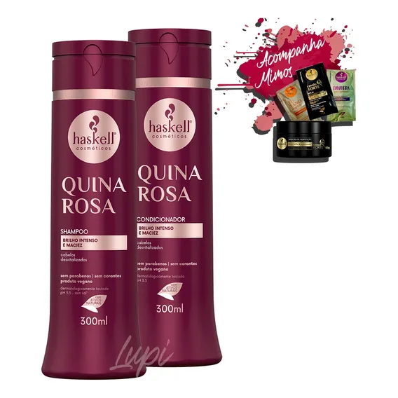 Kit Haskell Quina Rosa Shampoo Condicionador 300ml Foto 1