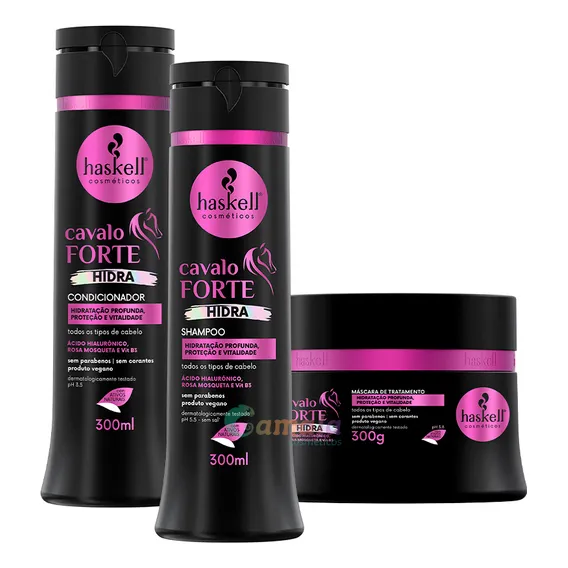 Kit Haskell Sh Cond E Máscara Cavalo Forte Hidra 300ml Foto 1