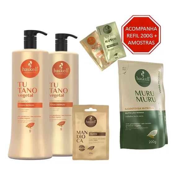 Kit Haskell Tutano Shampoo Condicionador 1l + Dose Mandioca Foto 1