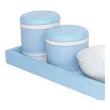 Kit Higiene Bandeja Azul Potes Porcelanas Azul Menino Bebê Foto mini 2