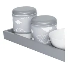Kit Higiene Bandeja Lateral Nuvem Chevron Cinza Pote Unissex Foto mini 2