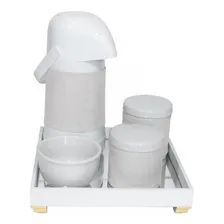 Kit Higiene BebĂȘ Bandeja Porcelanas Garrafa TĂ©rmica Prateado Cor Dourado Foto mini 1