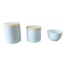 Kit Higiene Bebê Porcelana Branca 3 Peças Potes Com Tampa Foto  mini 1