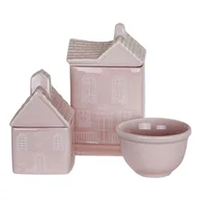 Kit Higiene BebĂȘ Porcelana Casinha Rosa Menina Foto mini 1