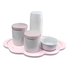 Kit Higiene Bebê Porcelana Nuvem Rosa 6 Peças Foto mini 1