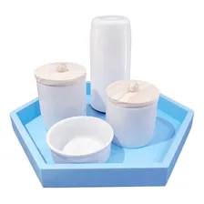 Kit Higiene BebĂȘ Porcelana Potes Maternidade Azul Menino Foto mini 1