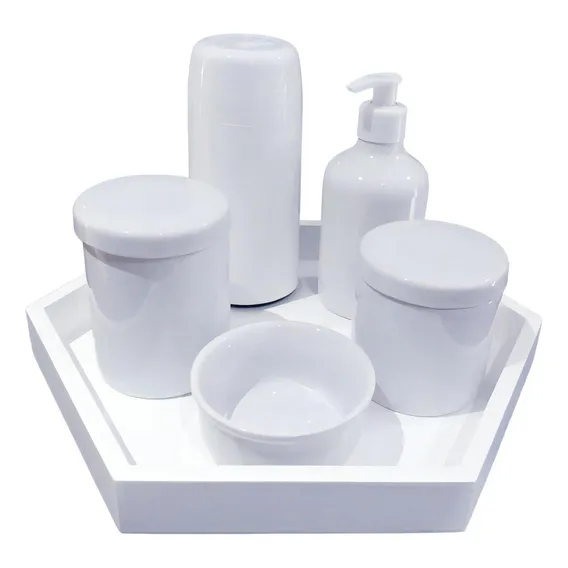 Kit Higiene BebĂȘ Porcelana Potes Maternidade Garrafa TĂ©rmica Foto 1