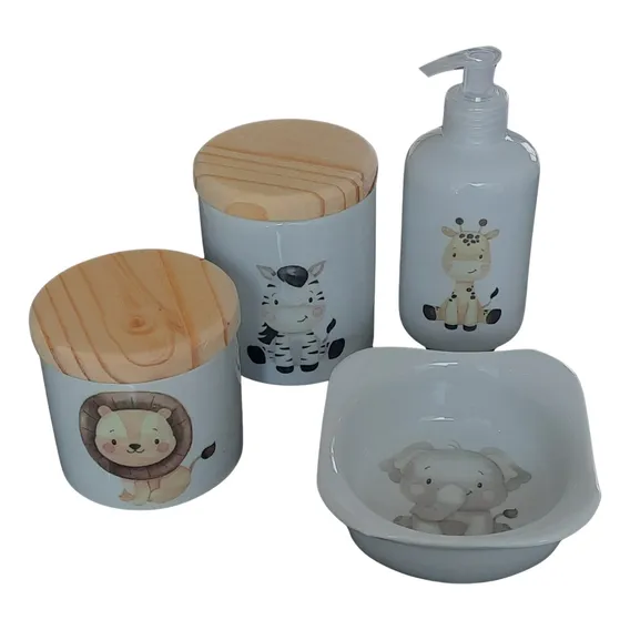Kit Higiene Bebê Safari 4 Peças Foto 1