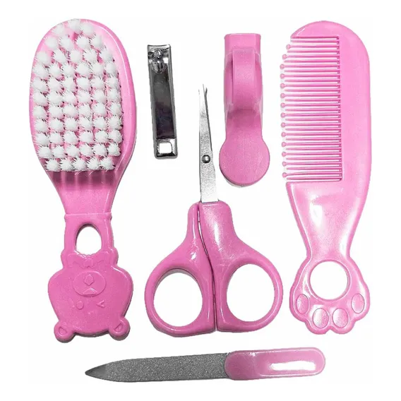 Kit Higiene Bebê Escova Pente Lixa Tesoura Cortador Unha Rs Foto 1