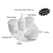 Kit Higiene Bebe Menino Menina Branco Ouro Porcelana Bandeja Foto mini  2