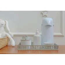 Kit Higiene Bebê Porcelana Bandeja Cinza Térmica Foto  mini 1