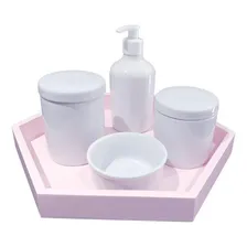 Kit Higiene Bebe Porcelana Menina Maternidade Bandeja Rosa Foto mini 1