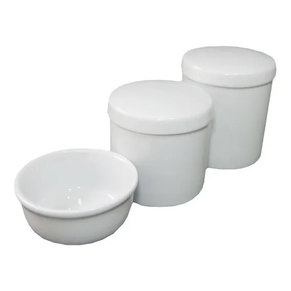 Kit Higiene Bebe Porcelana Potes Molhadeira Cor Branco Foto 1
