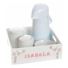 Kit Higiene Com Nome Porcelana Menina Bebê Quarto Infantil Cor Branco Foto  mini 1