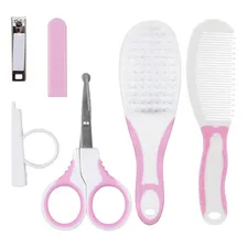 Kit Higiene Cuidados Bebê Escova, Pente, Tesoura E Cortador Cor Rosa Foto mini  2