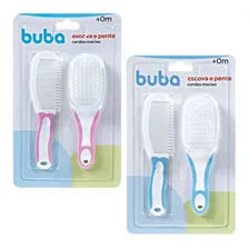 Kit Higiene Escova E Pente +0 M Buba Cor Rosa/Azul Foto mini 1