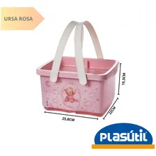 Kit Higiene Infantil 7pçs Porta Fralda Lenço Umedecido BebĂȘ Cor Ursa Rosa Foto mini 4