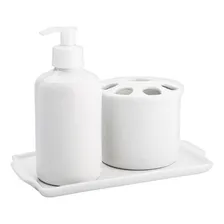Kit Higiene Porcelana Porta Escova Saboneteira Bandeja Foto  mini 1