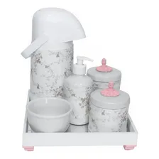 Kit Higiene Porcelana Potes Térmica Provençal Capa Rosa Bebê Foto  mini 1