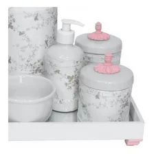 Kit Higiene Porcelana Potes Térmica Provençal Capa Rosa Bebê Foto mini  2