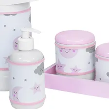Kit Higiene Rosa Comprido Porcelana Chuva Amor Benção Menina Foto mini  2