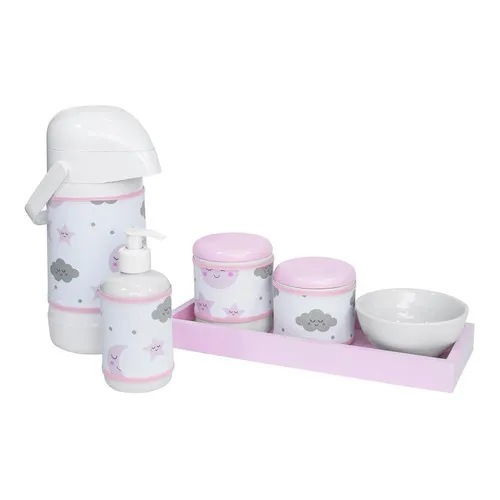 Kit Higiene Rosa Comprido Porcelana Chuva Amor Benção Menina Foto 1
